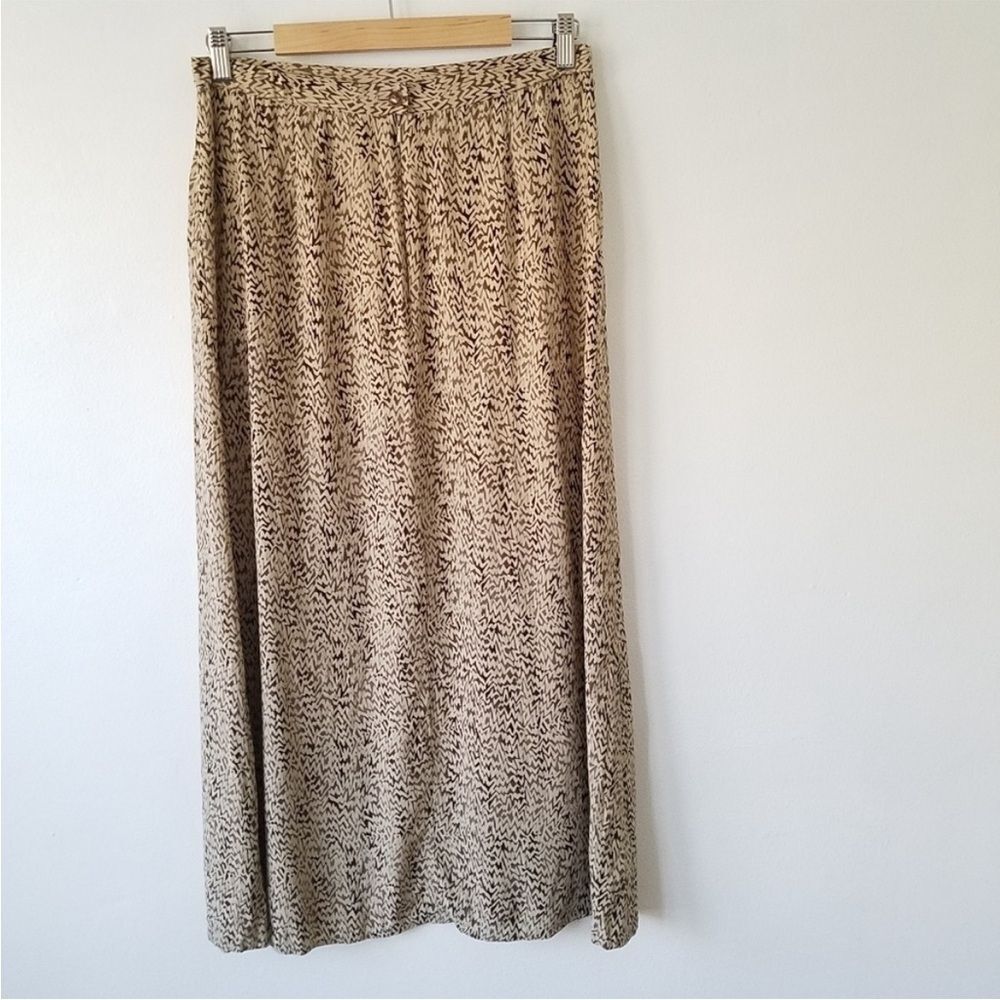 DUE Per Due 100% Silk Tan Brown Chevron Maxi Skirt‎ Size 4P